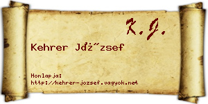 Kehrer József névjegykártya